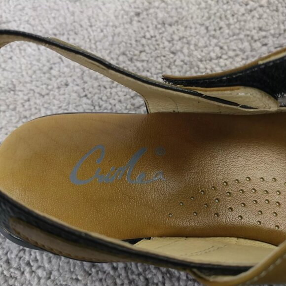 Crimea Womens Size 6 Sandals Brown Black Slingback Leather Shoes - Picture 9 of 11
